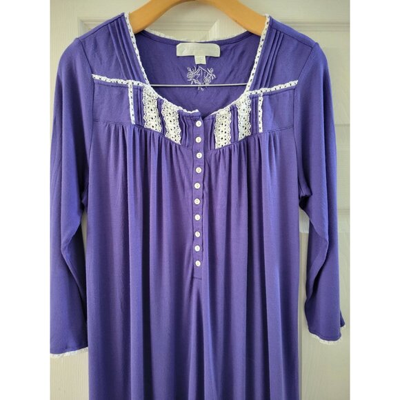 Eileen West Womens Modal Blue white nightgown shift size Small sleepwear sleep - Picture 4 of 8